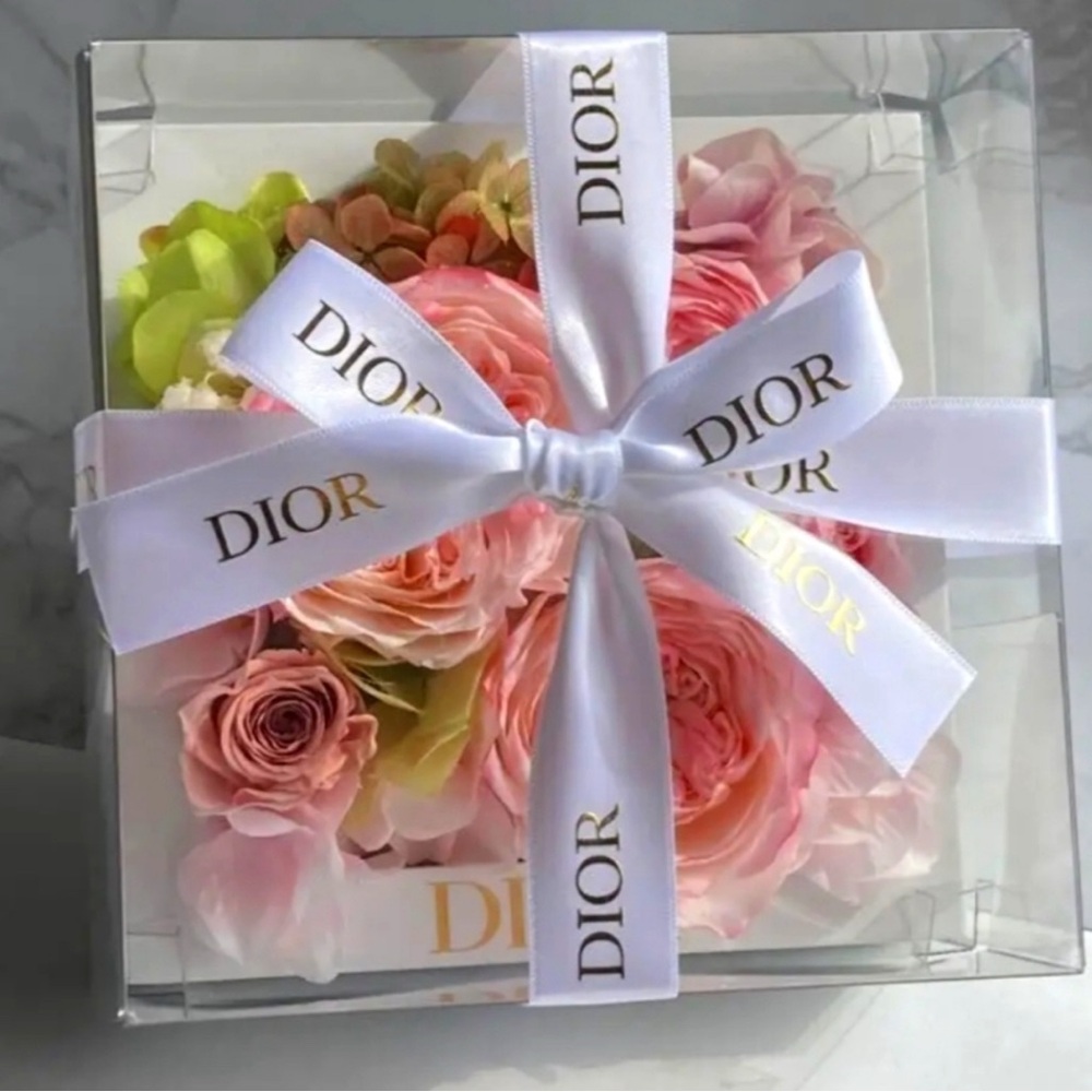 Dior Gift Framed Bouquet with Pink and Green Roses